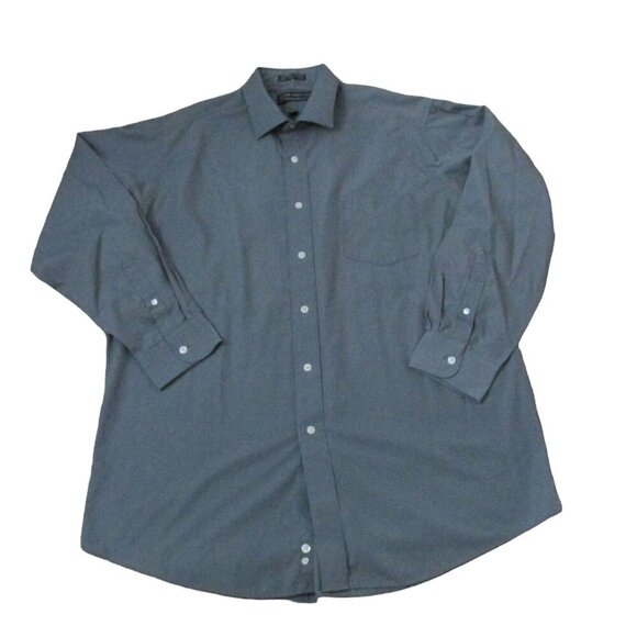 David Taylor Button Down Dress Shirt Mens‎ Size 17.5 34/35 Dark Gray Long Sleeve - Picture 1 of 7